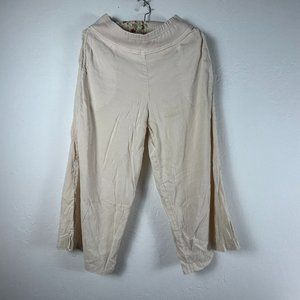 Kleen Women's Pull On High Rise Casual Wide Leg Cropped Pants Beige Medium